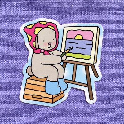 Adesivo de coelho artista