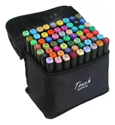 Touch Conjunto De Canetas Marcador Permanente Ponta Dupla 60 Cores