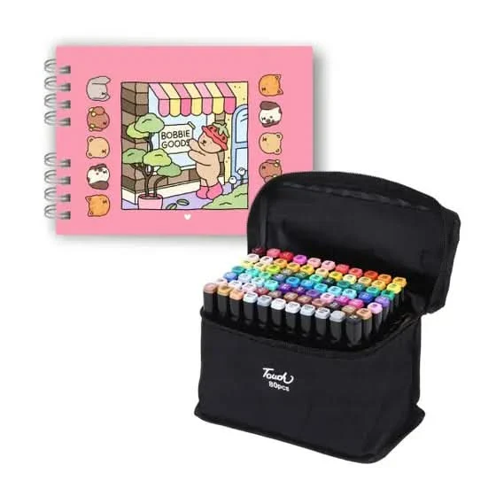 Kit 1 Livro Capa Dura + 80 Canetas Touch