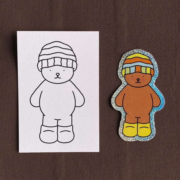 Adesivo de glitter Beanbag + cartão informativo