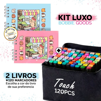 Kit 2 Livros Capa Dura + 120 Canetas Touch