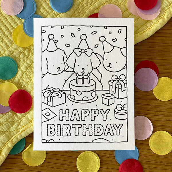 Cartão de colorir feliz aniversário