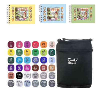 Kit 3 Livros Capa Dura + 36 Canetas Touch