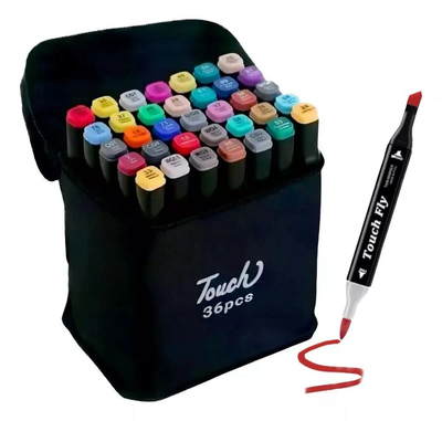 Conjunto de Canetas Marcador Permanente Ponta Dupla 36 Cores